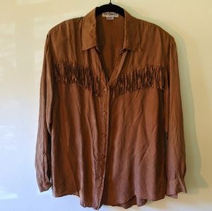 Vintage Silk Western Fringe Blouse